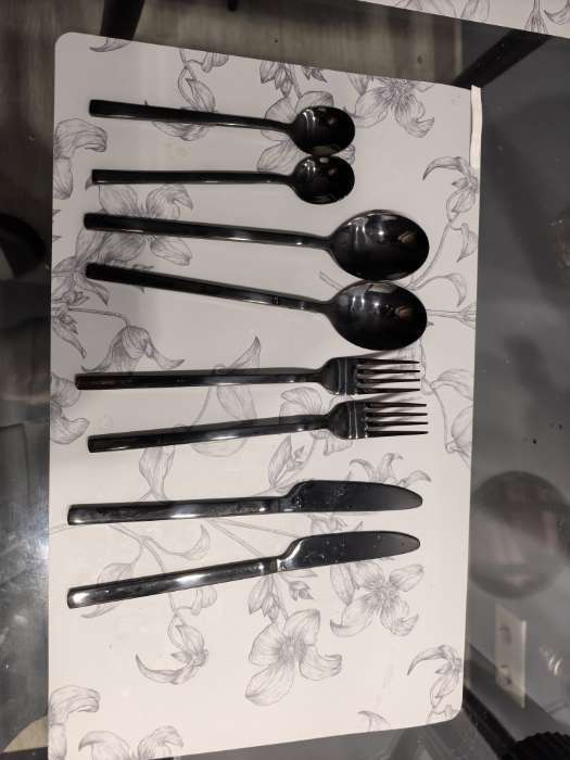 Фотография покупателя товара Набор столовых приборов Magistro «Оску стандарт», 4 предмета, нержавеющая сталь, чёрный - Фото 2