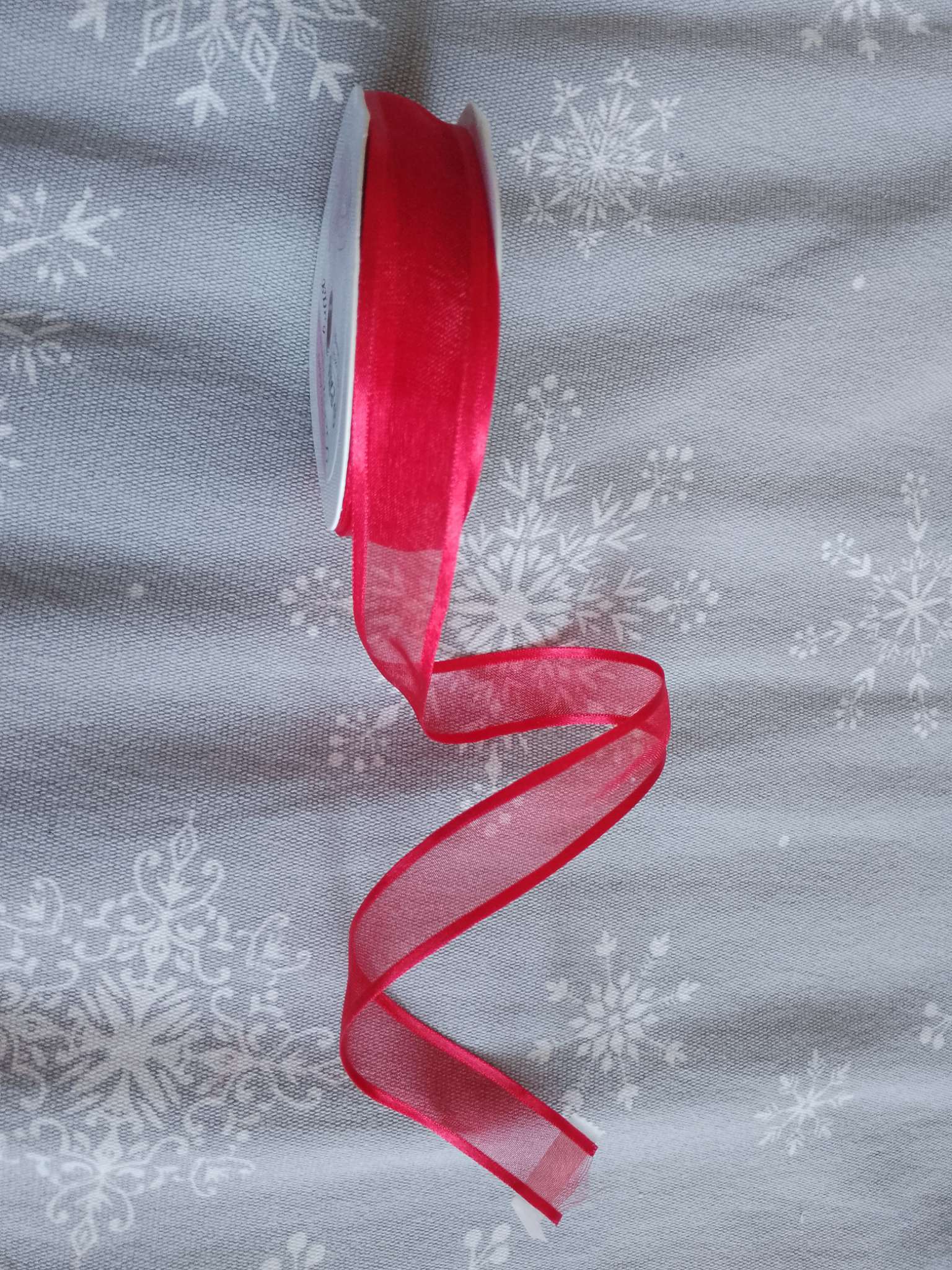 Фотография покупателя товара Лента декоративная, капроновая/атласная, 20 мм, 18±1 м, красная - Фото 3