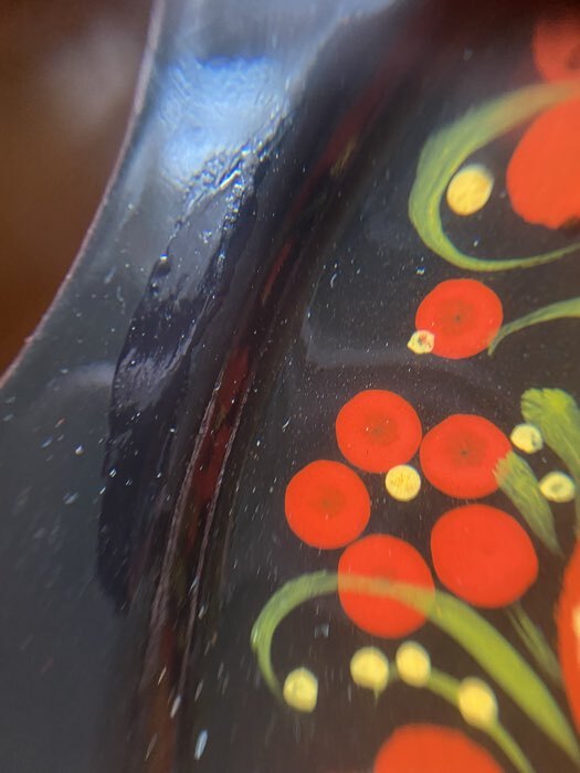 Фотография покупателя товара Поднос деревянный с ручками «Хохлома», овал, ручная роспись, 41×25 см - Фото 3