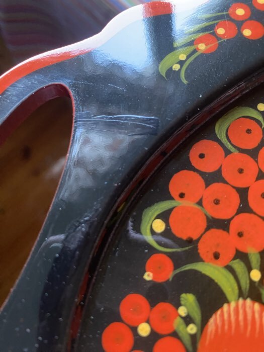 Фотография покупателя товара Поднос деревянный с ручками «Хохлома», овал, ручная роспись, 41×25 см - Фото 7