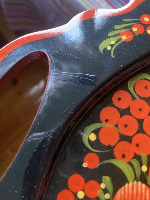 Фотография покупателя товара Поднос деревянный с ручками «Хохлома», овал, ручная роспись, 41×25 см - Фото 9