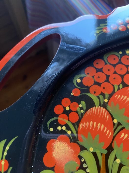 Фотография покупателя товара Поднос деревянный с ручками «Хохлома», овал, ручная роспись, 41×25 см - Фото 10