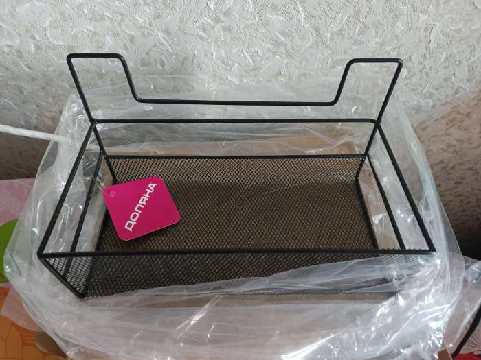 Фотография покупателя товара Полка для кухни Доляна, на липучках, 26×13.5×14 см, чёрная - Фото 1