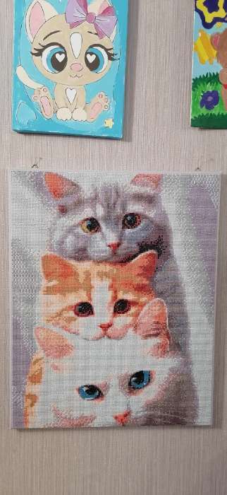 Фотография покупателя товара УЦЕНКА Алмазная вышивка полное заполнение "Котята", на раме, 40*50 см - Фото 1