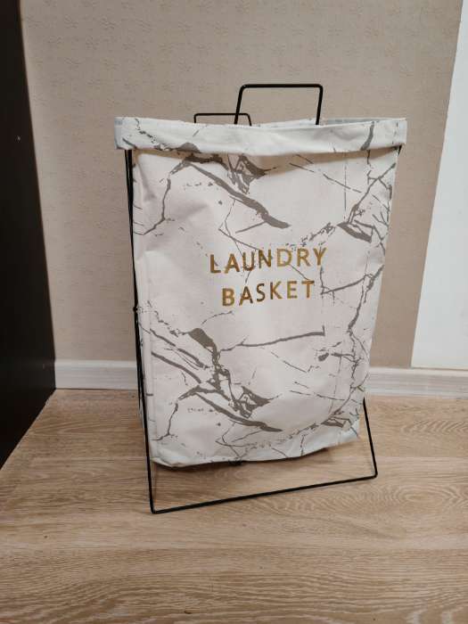 Фотография покупателя товара Корзина для белья складная Доляна «Монро», 40×26×50 см, белая - Фото 2