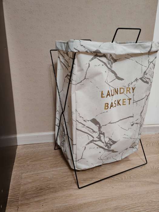 Фотография покупателя товара Корзина для белья складная Доляна «Монро», 40×26×50 см, белая - Фото 3