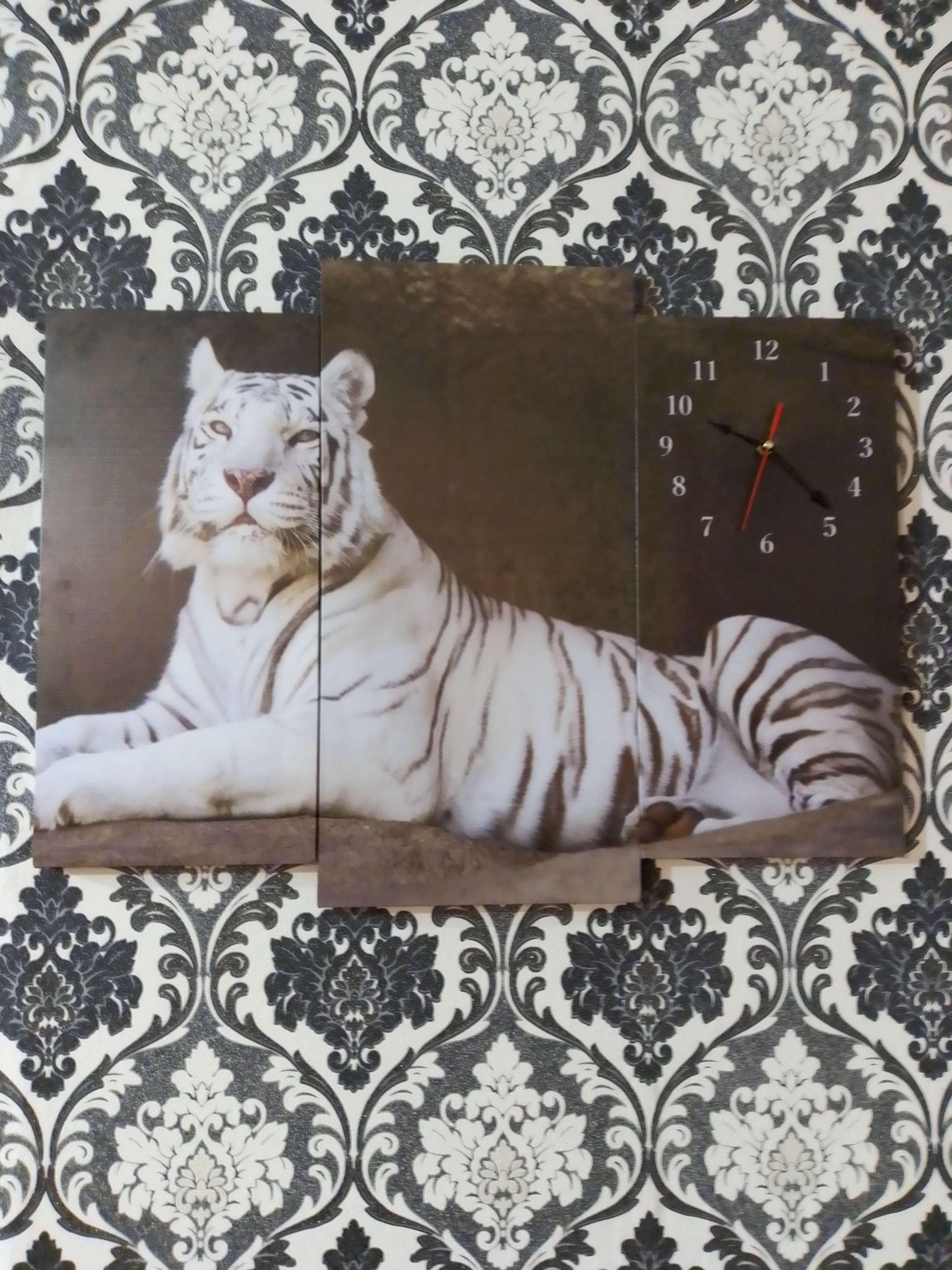 Фотография покупателя товара Часы настенные, модульные, серия: Животный мир, "Белый тигр", 60х80 см