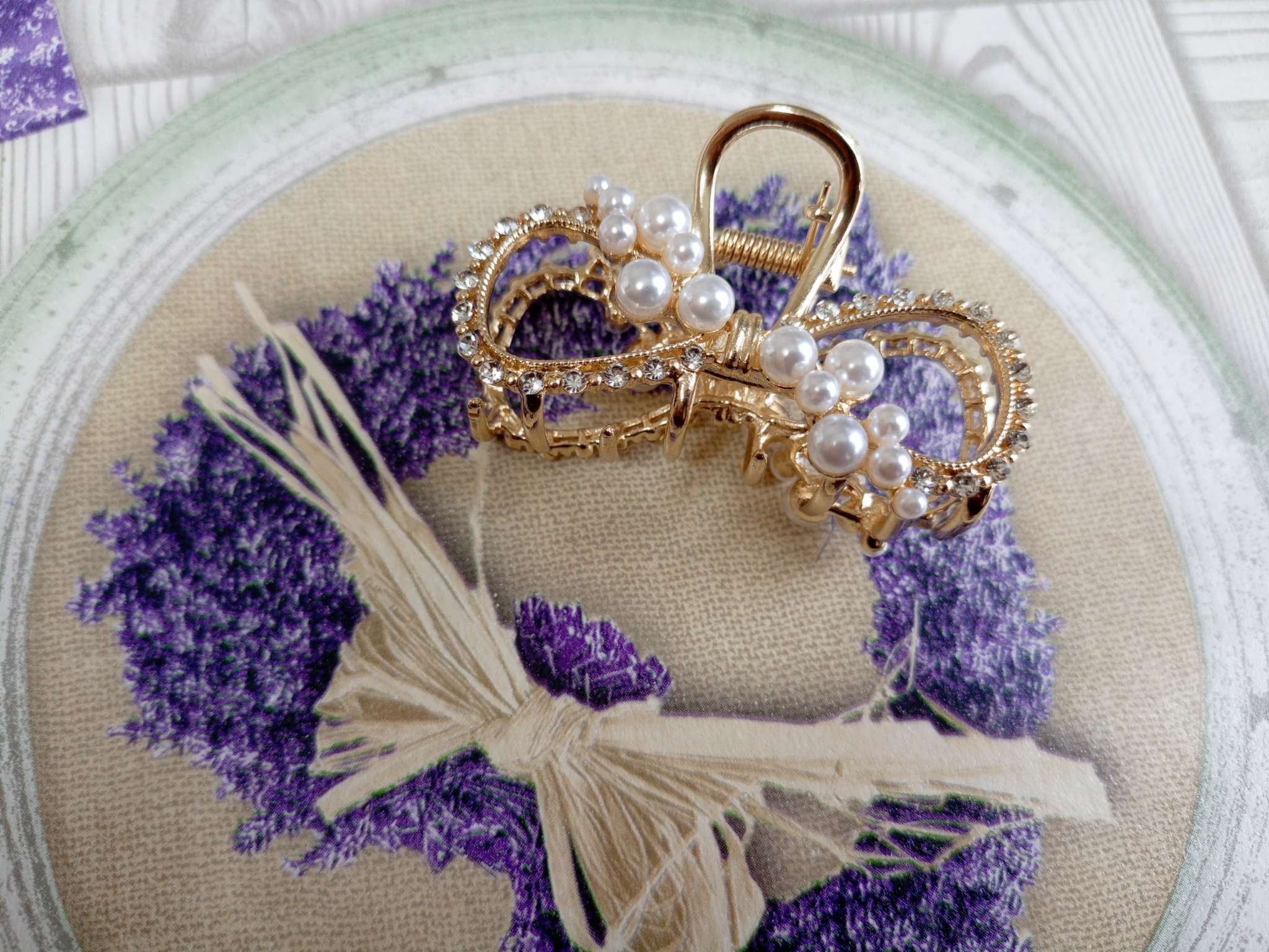 Фотография покупателя товара Крабик для волос «Абриль», 6 см, золотистый - Фото 1