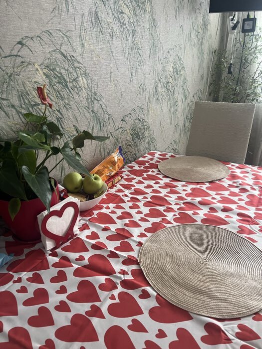Фотография покупателя товара Скатерть «Этель» Red hearts 149×110 см, 100% хлопок, саржа 190 г/м² - Фото 1