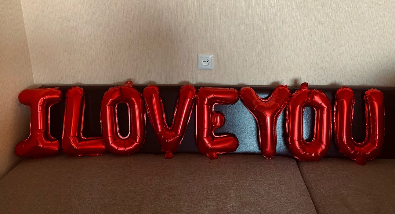 Фотография покупателя товара Шар фольгированный 16" «Я люблю тебя», прописные буквы, цвет красный