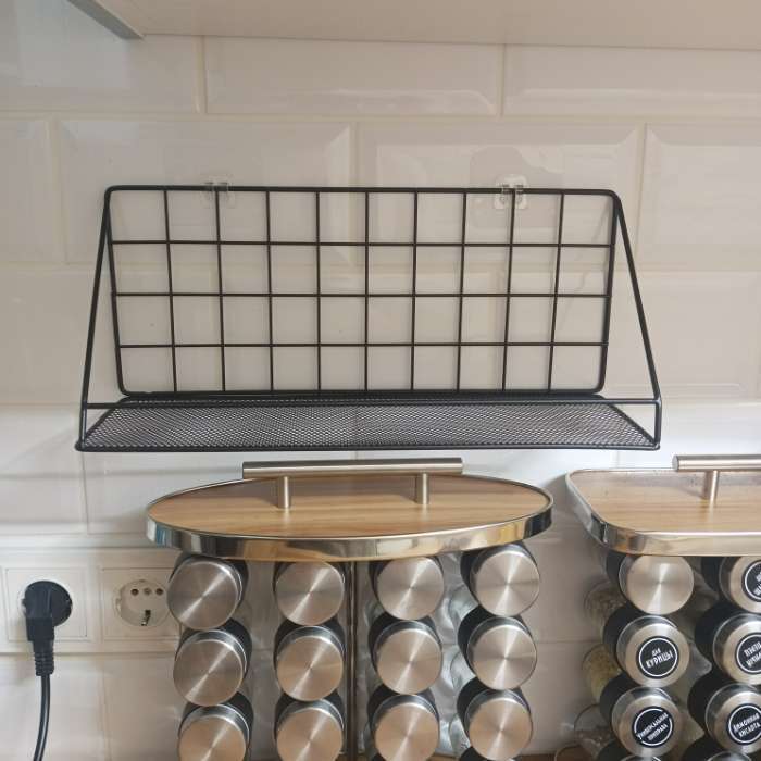 Фотография покупателя товара Полка для кухни Доляна «Лофт», 35×12×15.5 см, чёрная - Фото 1