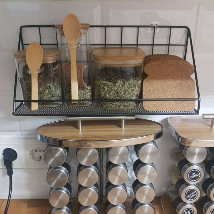 Фотография покупателя товара Полка для кухни Доляна «Лофт», 35×12×15.5 см, чёрная - Фото 2