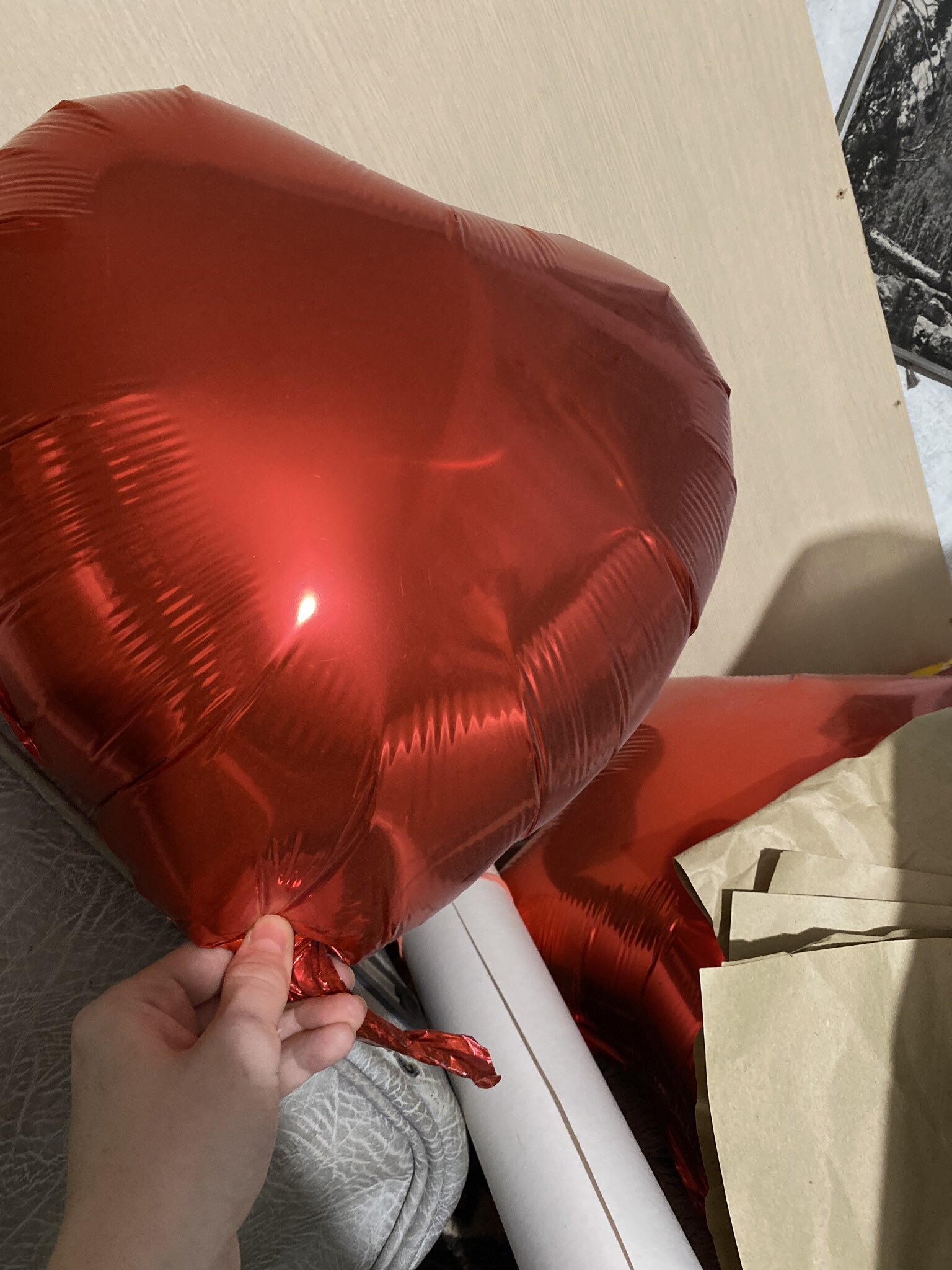 Фотография покупателя товара Воздушные шары фольгированные и латексные «Пламенный», набор 10 шт. - Фото 1