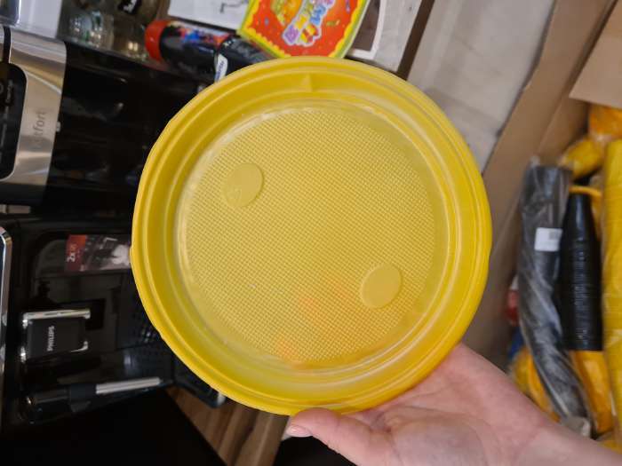 Фотография покупателя товара Тарелка одноразовая столовая, d=20,5 см, цвет жёлтый - Фото 1