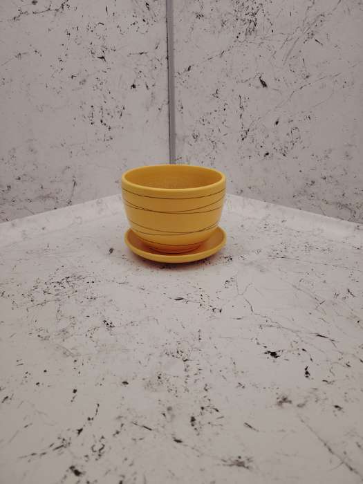 Фотография покупателя товара Горшок для цветов «Магнолия», 1.4 л, d=15 см, h=13 см, керамический, с поддоном, жёлтый - Фото 1