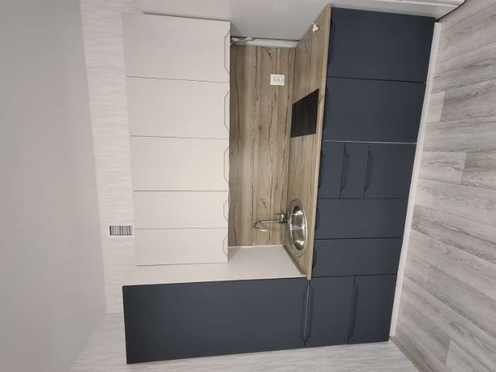 Фотография покупателя товара Кухонный гарнитур прямой «Хельга», с столешницей, с пеналом, 2400 мм, цвет грей софт МДФ/маренго - Фото 14