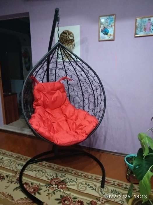 Фотография покупателя товара Подвесное кресло "Tropica Black" красная подушка, стойка, 195*95*75 см - Фото 2