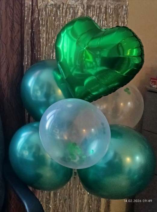 Фотография покупателя товара Воздушные шары, букет «Хром», набор 14 шт., зелёные - Фото 1