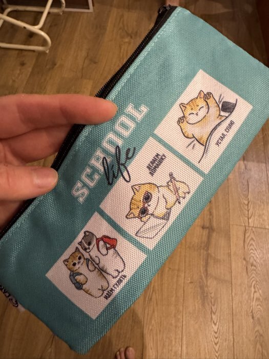 Фотография покупателя товара Пенал школьный, текстиль, плоский, 20×8 см «Котик в школе» - Фото 8