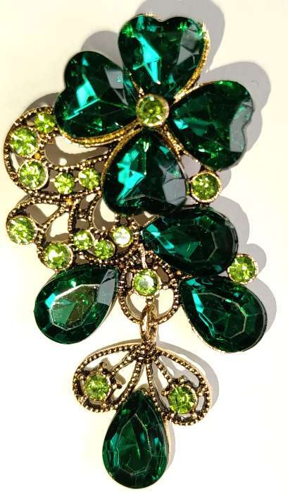 Фотография покупателя товара Брошь «Цветочная лоза», цвет изумрудный в чернёном золоте - Фото 1