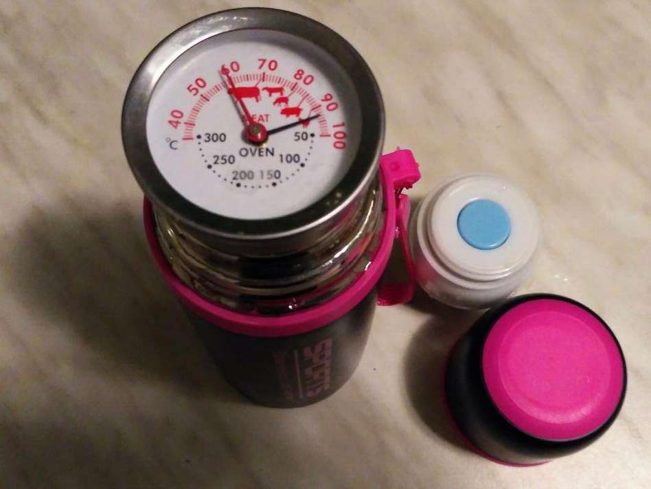 Фотография покупателя товара Термос "Спорт", 350 мл, сохраняет тепло 12 ч, чёрно-розовый, 7х20 см - Фото 1