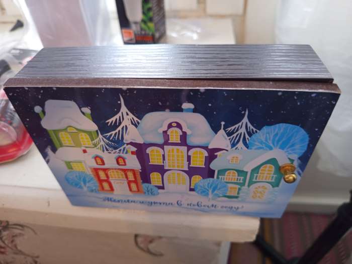 Фотография покупателя товара Ключница настенная «Новогодние домики, ночь», панно декоративное, 17×12 см - Фото 1