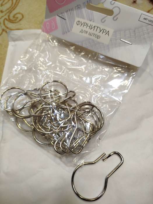 Фотография покупателя товара Крючок для штор, 4.8×2.8×0.2 см, 20 шт., цвет серебряный - Фото 1