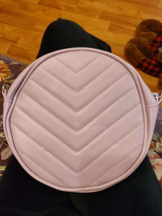 Фотография покупателя товара Сумка женская круглая из искусственной кожи, 18×18 см, сиреневая - Фото 1