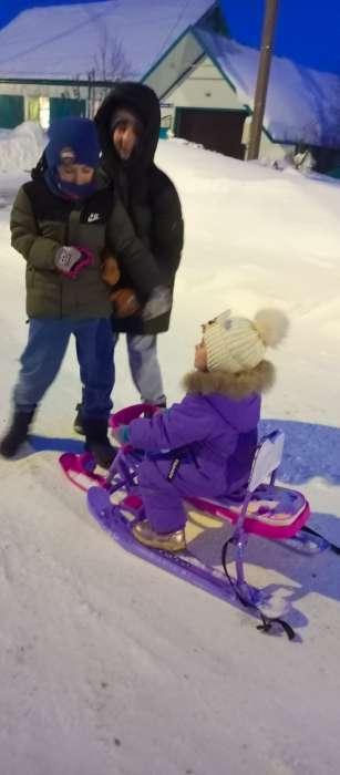 Фотография покупателя товара УЦЕНКА Снегокат «Лошадка», со спинкой, розовый, фиолетовый, ТС4-1СЛ/Л Snow Cat - Фото 2