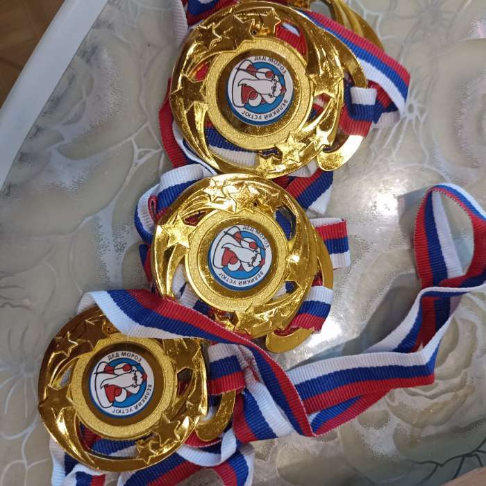 Фотография покупателя товара Медаль под нанесение золото «Звезды», d=5 см, с лентой - Фото 1