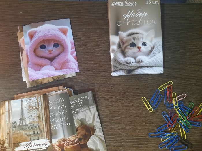 Фотография покупателя товара Набор мини-открыток в коробке со скрепками «Котики», 35 штук, 8 x 10 см - Фото 1