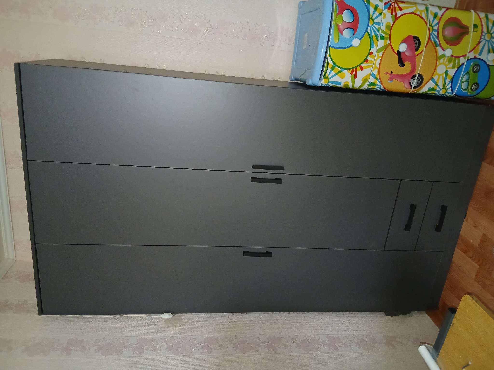 Фотография покупателя товара Шкаф прямой трёхстворчатый «Трио», 2 ящика, с зеркалом, 1200×482×2200 мм, цвет графит - Фото 1