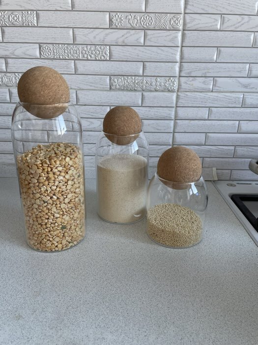 Фотография покупателя товара Банки для сыпучих Magistro «Эко», 3 предмета: 450/700/1000 мл, с пробковой крышкой, стекло, прозрачные - Фото 1