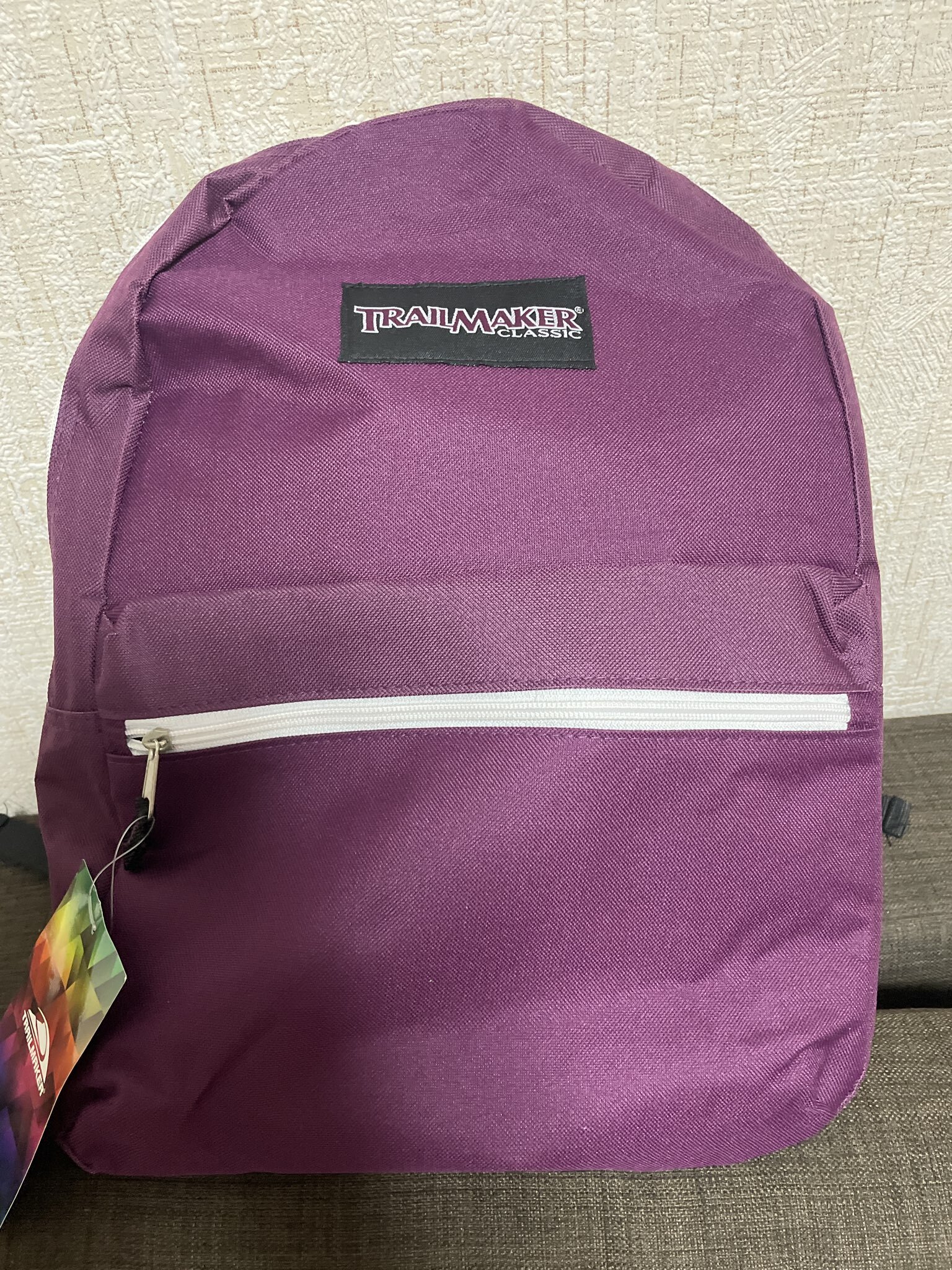 Фотография покупателя товара Рюкзак молодёжный на молнии, с карманом, однотонный, 29×12×39 см, фиолетовый