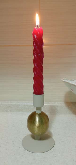 Фотография покупателя товара Подсвечник на 1 свечу текстурный «Бежевый», с 1 сферой, 7.5×7.5×11.5 см - Фото 2