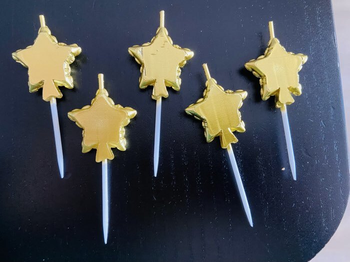 Фотография покупателя товара Свечи для торта 5 шт. «Воздушный шарик. Звезда». серебряные - Фото 3