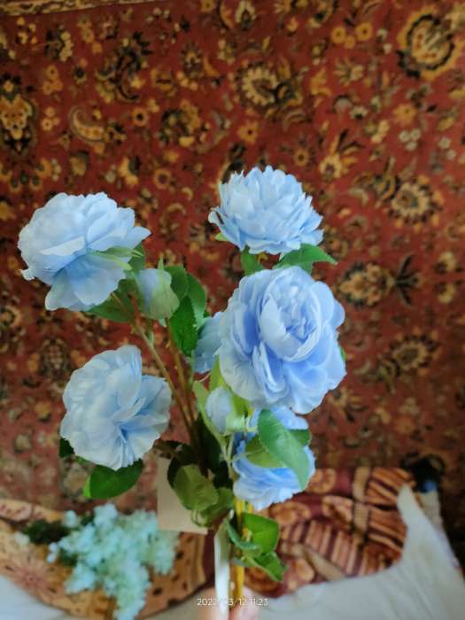 Фотография покупателя товара Цветы искусственные "Роза терция" 8х60 см, голубой микс - Фото 1
