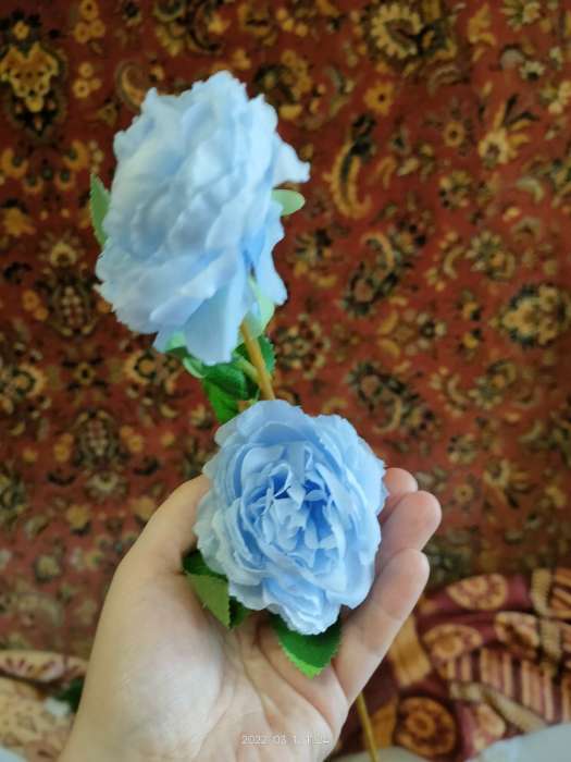 Фотография покупателя товара Цветы искусственные "Роза терция" 8х60 см, голубой микс
