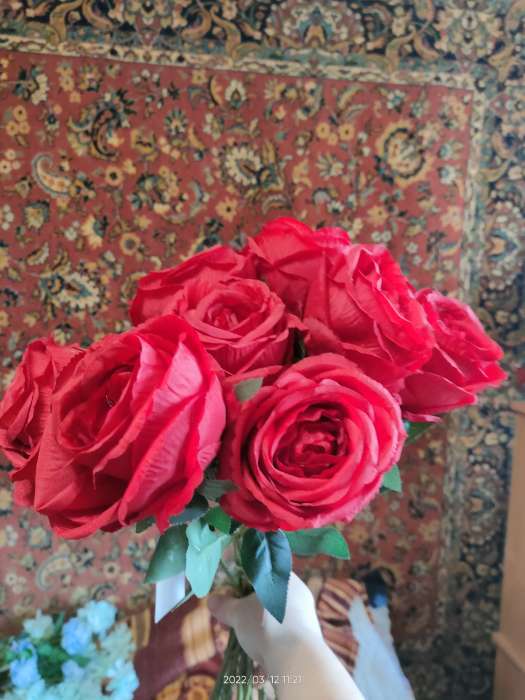 Фотография покупателя товара Цветы искусственные "Роза Охара" 8,5х56 см, красный - Фото 6