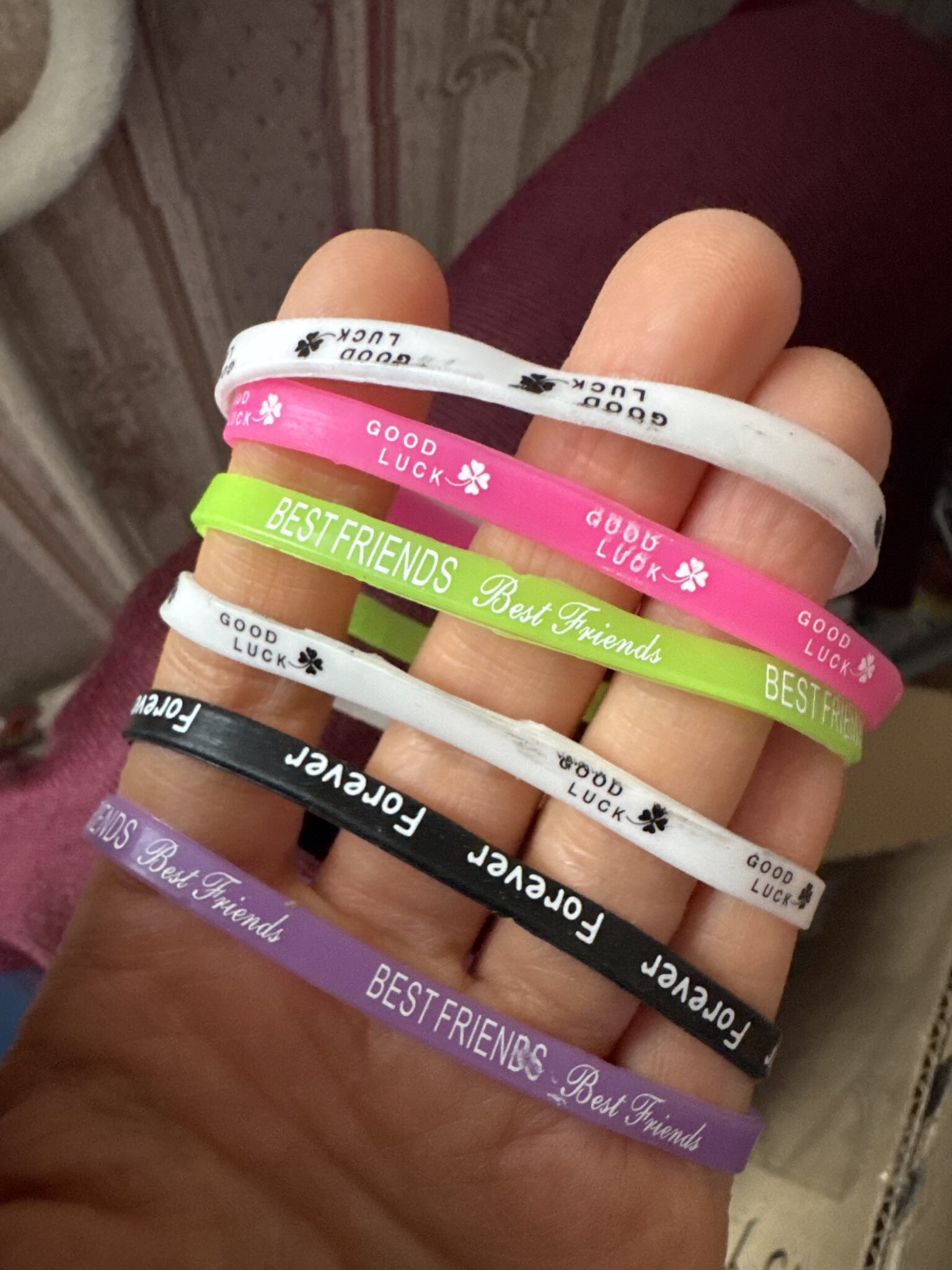 Фотография покупателя товара Браслеты силиконовые Forever young, набор 6 шт., цветные, d=5.5 см - Фото 6