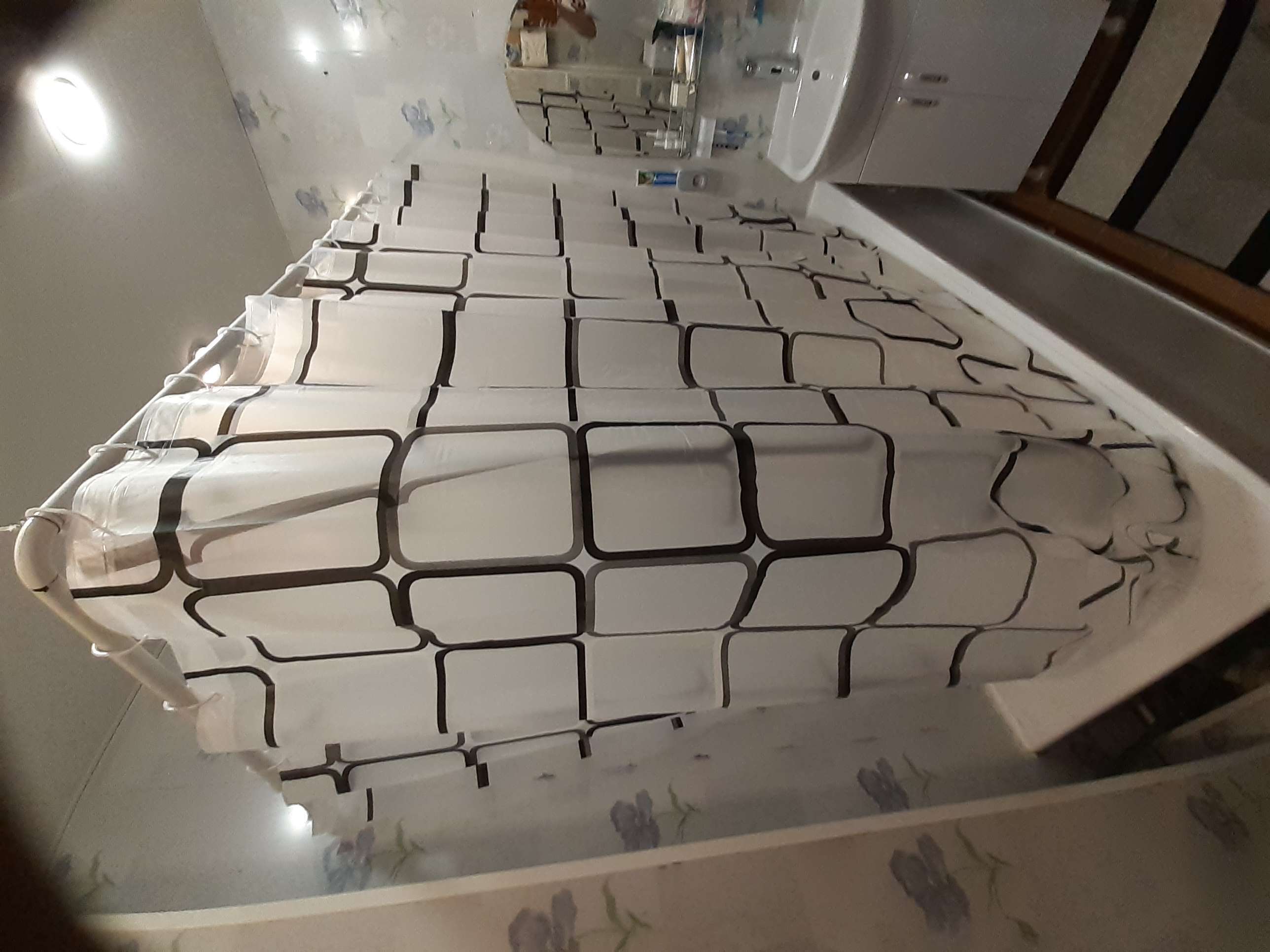 Фотография покупателя товара Штора для ванной комнаты Доляна «Квадраты», 180×180 см, PEVA