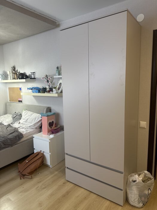 Фотография покупателя товара Шкаф двухстворчатый для одежды «Лора», 2 ящика, 2200×900×570 мм, цвет серый - Фото 4