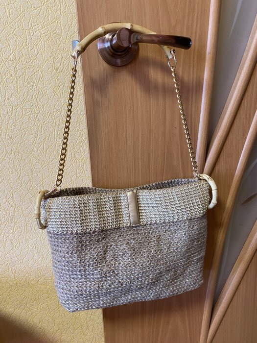 Фотография покупателя товара Ручка для сумки, бамбук, с цепочками и карабинами, 60 см, цвет золотой - Фото 1