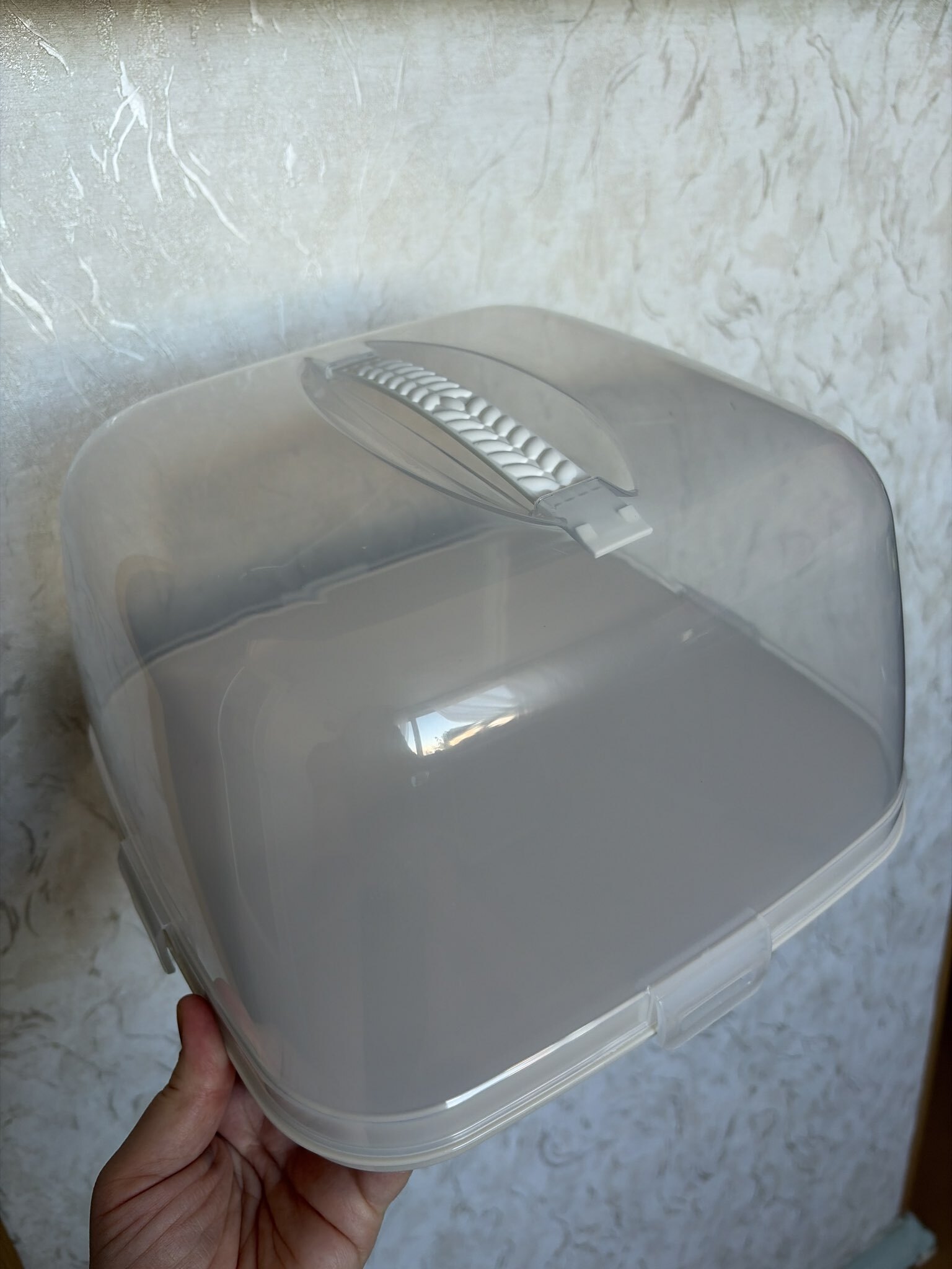 Фотография покупателя товара Тортовница с крышкой Альтернатива, 28.5×28.5×17.5 см, пластик, бежевая - Фото 1