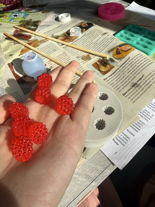 Фотография покупателя товара Молд силиконовый «Малина» 1.7×7.5×7.5 см - Фото 2