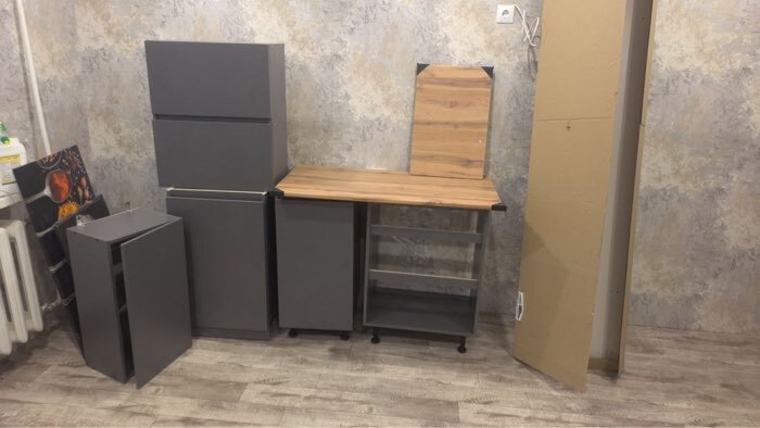 Фотография покупателя товара Кухонный гарнитур для маленькой кухни «Мори», 1500×600 мм, цвет графит - Фото 80