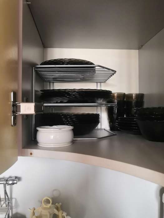 Фотография покупателя товара Подставка для посуды, 2 яруса, 25×25×20 см, цвет хром - Фото 3