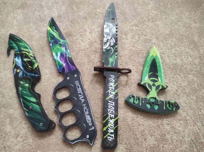 Фотография покупателя товара Деревянное оружие «Зеленый» нож кастет, нож-штык, нож тычковый, нож с крюком - Фото 1