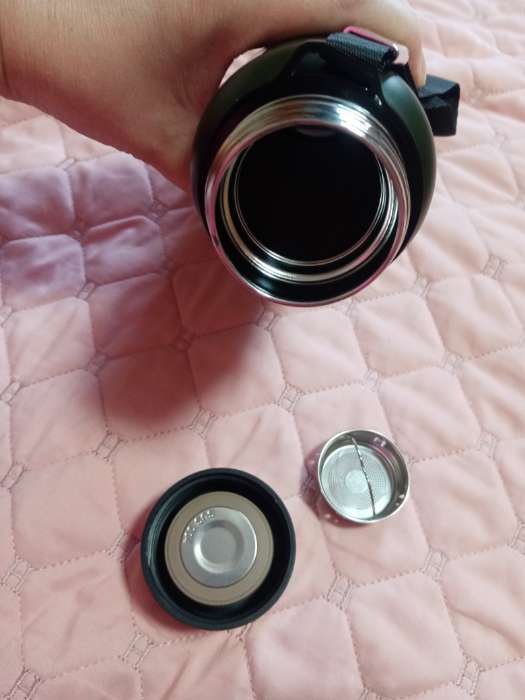 Фотография покупателя товара Термос Мастер К Warm, 850 мл, с ситечком, с датчиком температуры, сохраняет тепло 24 ч, нержавеющая сталь, чёрный - Фото 5