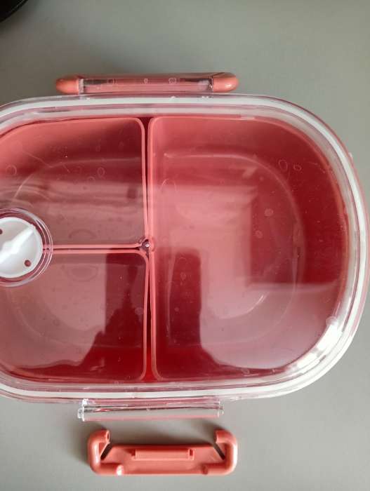 Фотография покупателя товара Ланч - бокс в школу, контейнер для еды «Эйлайт», 640 мл, с ложкой, 18.5×14×6.3 см, пластик, розовый - Фото 1